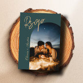 Cartons Réponse Arc moderne en épinette Limed Photo Mariage élégan