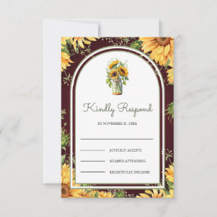 Cartons Réponse Arche de mariage en jarres Mason avec tournesols e