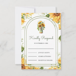 Cartons Réponse Arche de mariage en pot Mason avec tournesols rust