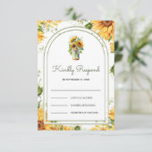 Cartons Réponse Arche de mariage en pot Mason avec tournesols rust (Debout devant)