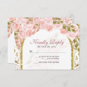 Cartons Réponse Arche en or rose floral Quinceañera (Devant / Derrière)