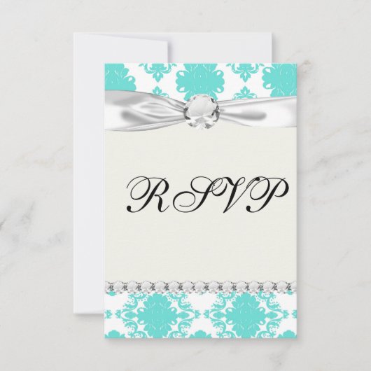 Cartons Réponse architecture romantique aqua bleu blanc damassé (Devant)