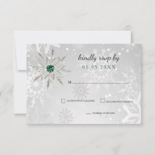 Cartons Réponse argent Emerald Green Flacons de neige mariage d'hi