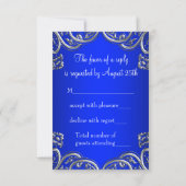 Cartons Réponse Argent Royal et Turquoise Blue Masquerade Party RS (Dos)