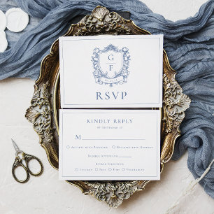Cartons Réponse Armoiries de monogramme élégant Roses françaises B