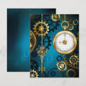 Cartons Réponse Arrière - plan turquoise à vapeur avec engrenages (Devant / Derrière)