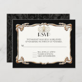 Cartons Réponse Art Déco Nouveau Gatsby Style Or en dentelle Look (Devant / Derrière)