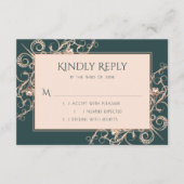 Cartons Réponse Art déco rétro | Forest Green Rose Gold Ornamental (Devant)