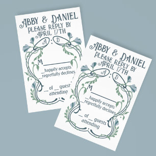 Cartons Réponse Art nouveau bleu-vert