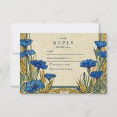 Cartons Réponse Art Nouveau Mariage de Cornflower Bleu (Devant)