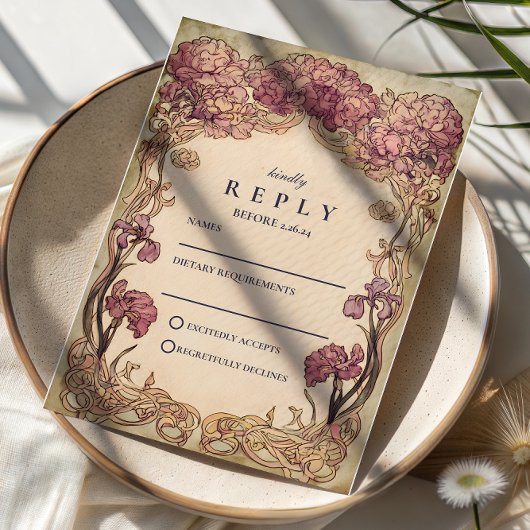 Cartons Réponse Art Nouveau Orchid Wedding