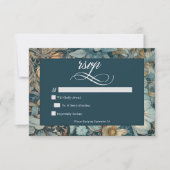 Cartons Réponse Art Nouveau Turquoise William Morris Floral Mariag (Devant)