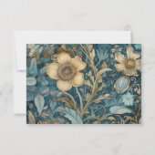 Cartons Réponse Art Nouveau Turquoise William Morris Floral Mariag (Dos)