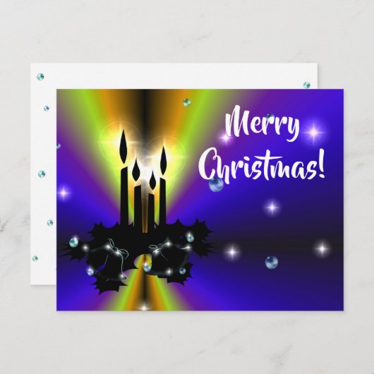 Cartons Réponse Artdeco de Noël sur Arc-en-ciel jaune violet (Devant / Derrière)