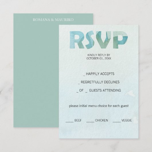 Cartons Réponse Artisan Bleu Automne Aquarelle Art (Devant / Derrière)