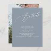 Cartons Réponse ArtsApp Elegant Dusty Blue Détails Calligraphie (Devant / Derrière)