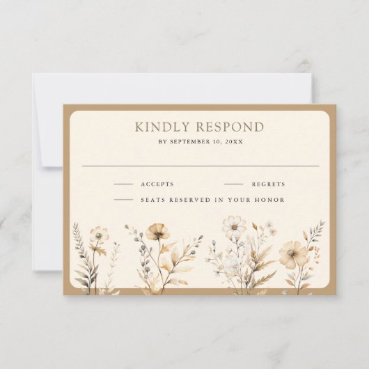 Cartons Réponse Automne Boho Fleur sauvage Mariage (Devant)