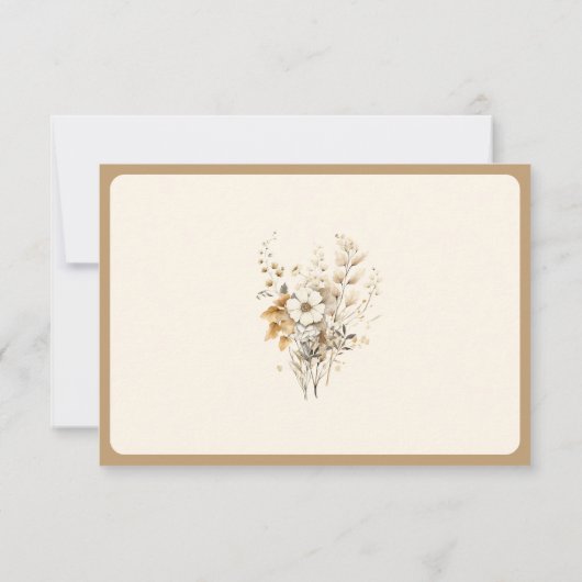 Cartons Réponse Automne Boho Fleur sauvage Mariage (Dos)