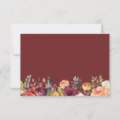 Cartons Réponse Automne Bourgogne Floral Citrouille Mariage or (Dos)