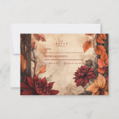 Cartons Réponse Automne Dahlia Elegance Mariage (Devant)