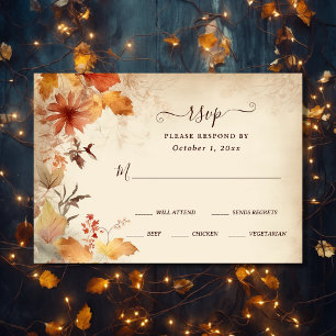 Cartons Réponse Automne dans l'amour Belle automne Fleurs Mariage 