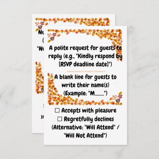 Cartons Réponse Automne Embrassez Orange & Tan Leaf Design (Devant / Derrière)