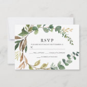 Cartons Réponse Automne Feuille rustique couronne Mariage moderne (Devant)