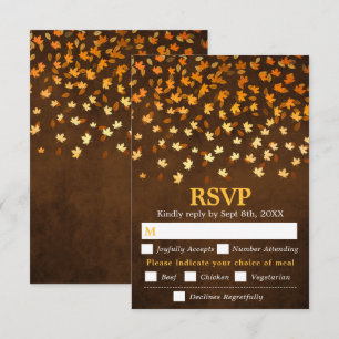 Cartons Réponse Automne Feuilles Brown Grunge Mariage Repas Choix
