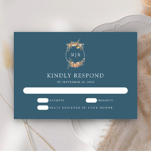 Cartons Réponse Automne Fleur sauvage Crest Dusty Blue Mariage