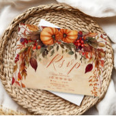 Cartons Réponse Automne Floral Citrouille Rustique Mariage