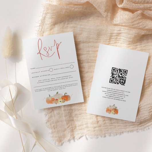 Cartons Réponse Automne Glitterie Citrouilles Florals Script QR Co