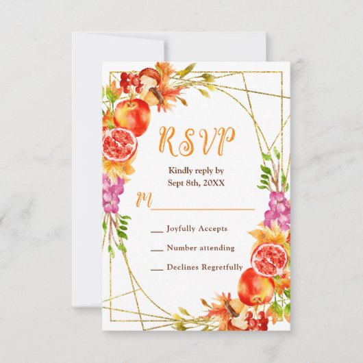 Cartons Réponse Automne Mariage de récolte d'automne (Devant)