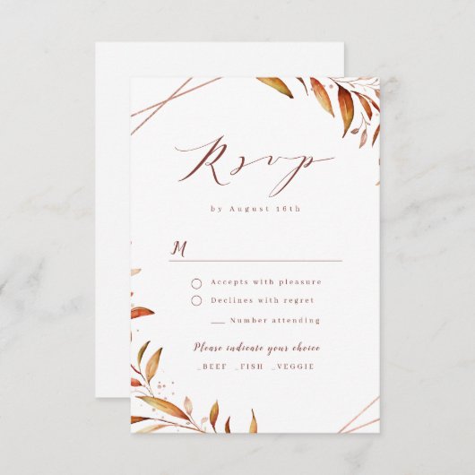 Cartons Réponse Automne Moderne Verdure Mariage géométrique Rustiq (Devant / Derrière)