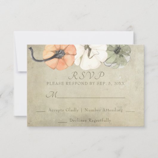 Cartons Réponse Automne Rustique Automne Blanc, Orange Citrouille  (Devant)