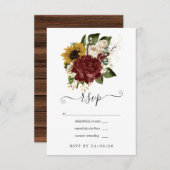 Cartons Réponse Automne Rustique - Automne Mariage Floral (Devant / Derrière)