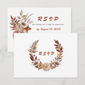 Cartons Réponse Automne Terracotta Rustique Floral Mariage (Devant / Derrière)