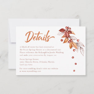 Cartons Réponse Automne Terre ton Terracotta Détails du Mariage