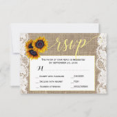 Cartons Réponse Automne tournesol rustique burlap mariage script r (Devant)