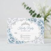Cartons Réponse Baby Blue Silver Quinceanera Reply (Debout devant)