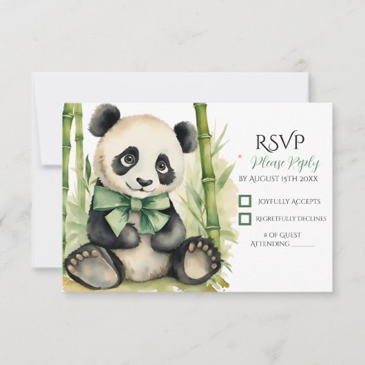 Cartons Réponse Baby shower bébé Panda Bear (Devant)