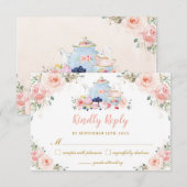 Cartons Réponse Baby Shower Fête de Naissance Fleurs Roses Rouges  (Devant / Derrière)