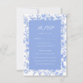 Cartons Réponse Baby Shower Floral Français Quelque Chose De Bleu (Devant)