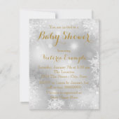 Cartons Réponse Baby shower Gold Snowflake (Dos)
