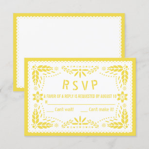 Cartons Réponse Baby shower picado de papillon jaune et blanc