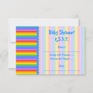Cartons Réponse Baby shower, Rainbow Stripes Motif.
