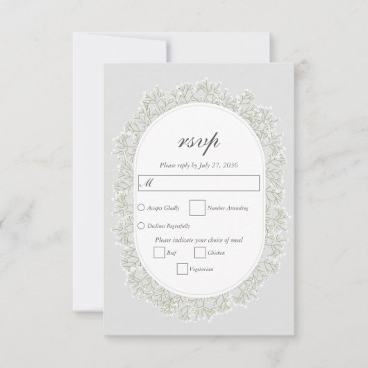 Cartons Réponse Baby's Breath Monogram Gypsophila Floral Wedding (Devant)