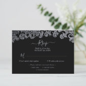 Cartons Réponse Bachelorette gothique noire florale (Debout devant)
