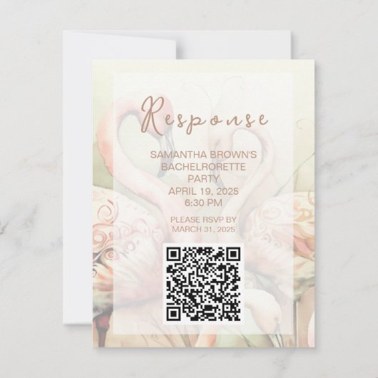 Cartons Réponse Bachelorette Party Event QR Code Response Card (Dos)