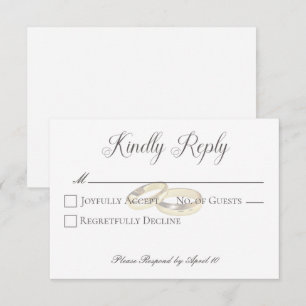 Cartons Réponse Bagues Mariage or sur Mariage blanc