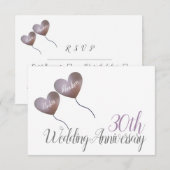 Cartons Réponse ballons de cœur pour le 30ème anniversaire de mari (Devant / Derrière)